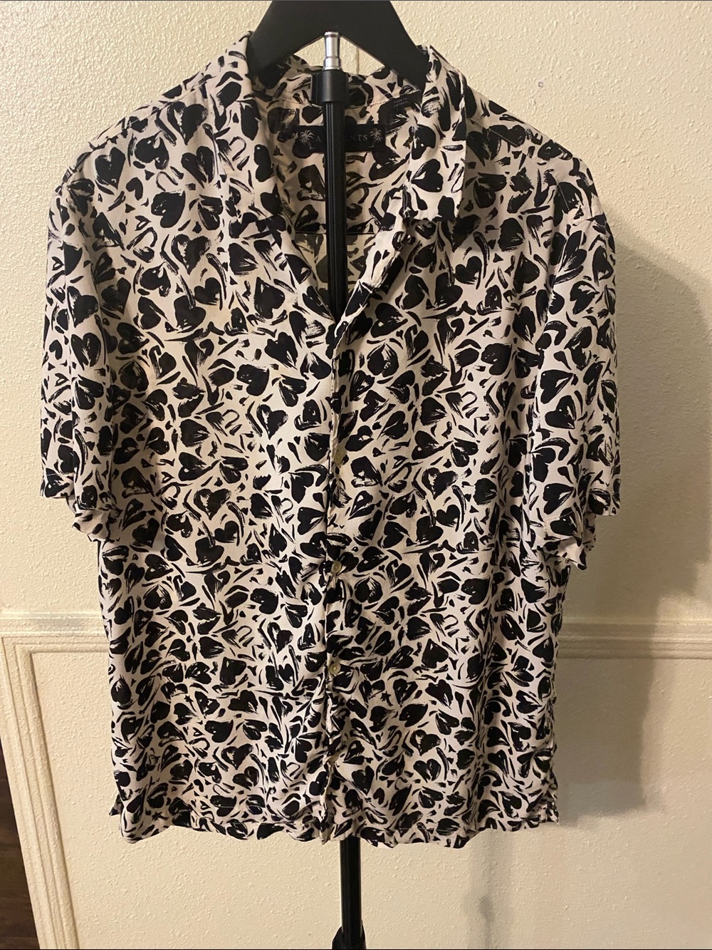 AllSaints Black & White Short-Sleeve Button-Up Shirt Jacket